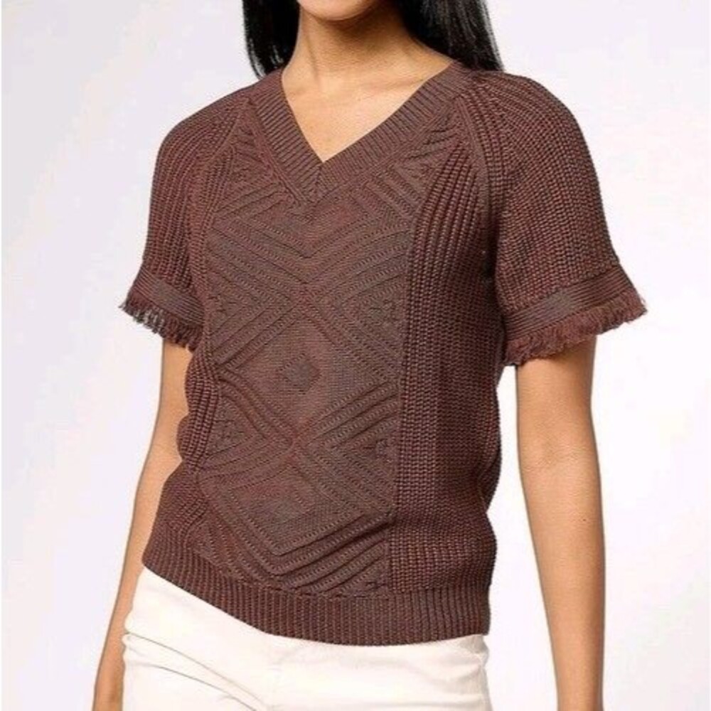 Canyon Retreat Short Sleeve Pullover Sweater Plus Sz 1X Preppy Boho Goblincore